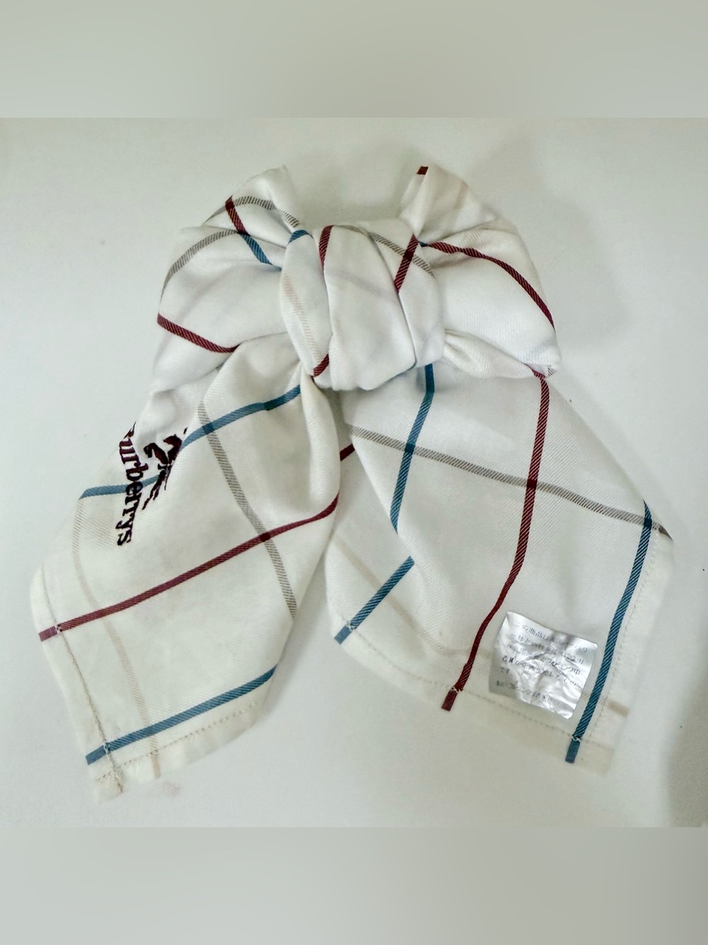 BURBERRYS Vintage 90’s Classic Check Handkerchief Scarf Bow Charm Hair-Clip - Picture 4 of 15